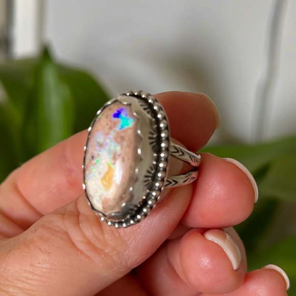 Flashy Mexican Fire Opal Ring - Picture 5 of 7